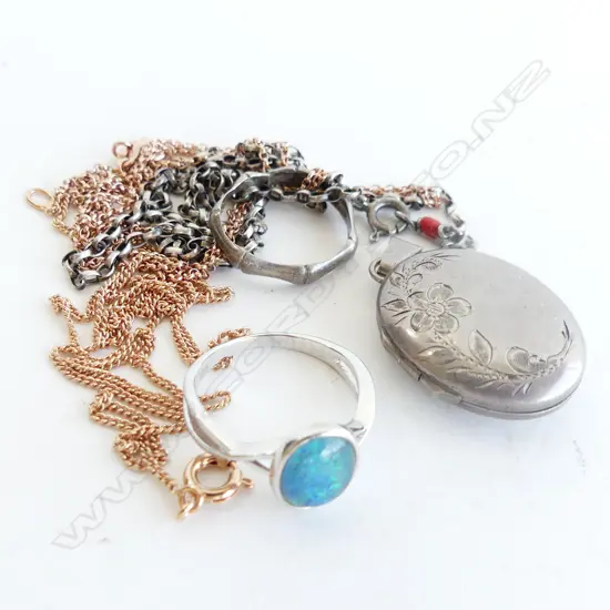 ASSTD SILVER/SILVER GILT JEWELLERY/SILVER OPAL RING