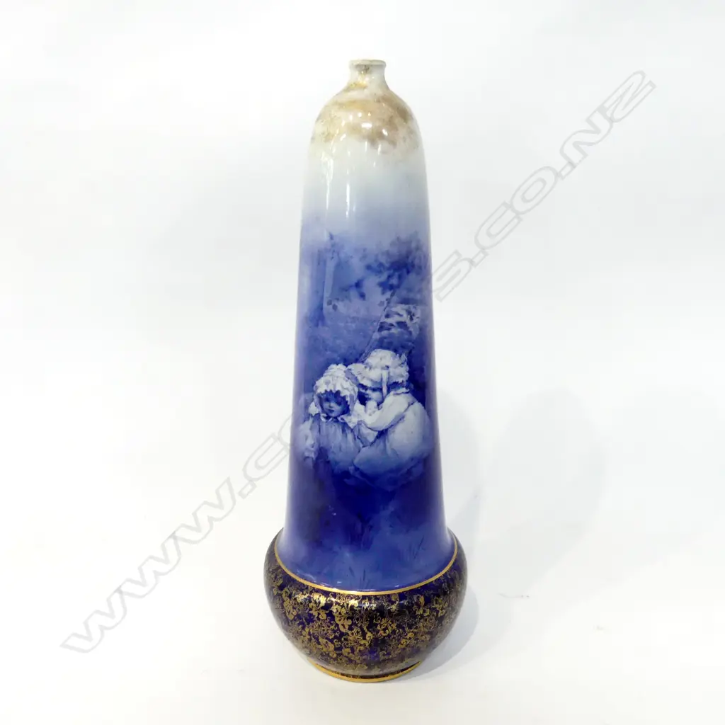 ROYAL DOULTON BLUE CHILDREN VASE H.360mm WITH REPAIR Image 1++