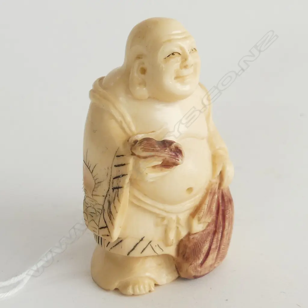 IVORY NETSUKE  SIGNED HOTI  H50MM Image 1++