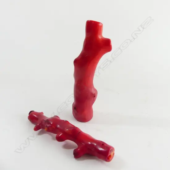 BAG LOT 2 LARGE PCS RED CORAL L90MM