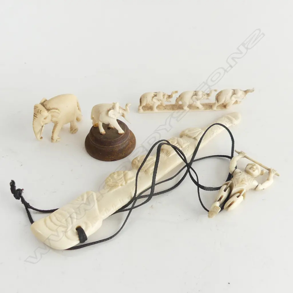 BAG LOT IVORY ELEPHANTS & BONE PCS Image 1++