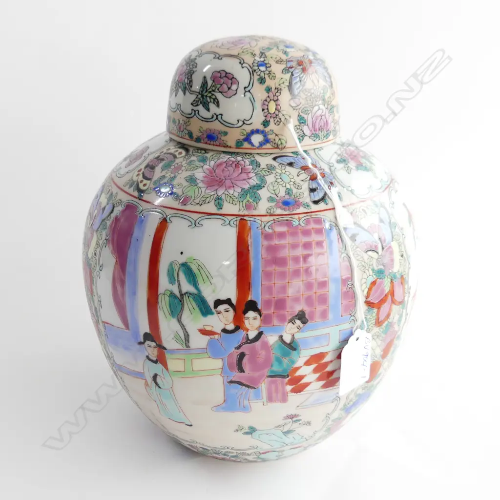 20thC CHINESE FAMILLE ROSE LIDDED GINGER JAR H.255mm Image 1++