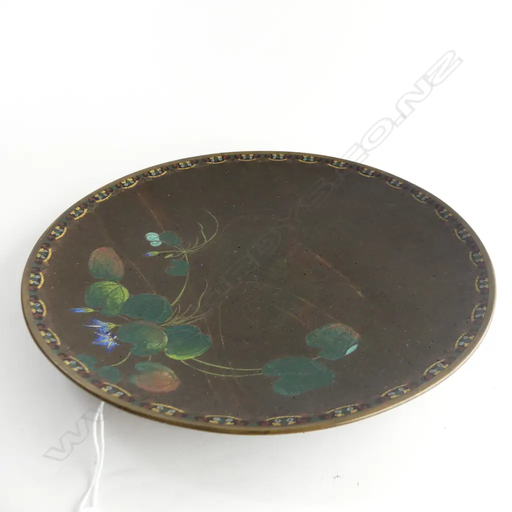 BROWN CLOISONNE DISH 305mm dia Image 1++