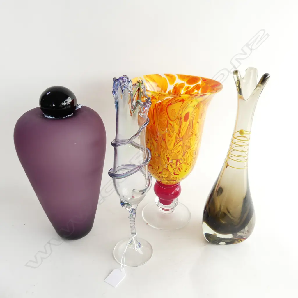 4 PCES ART GLASS; MURANO, JUSTIN CULINA ETC Image 1++