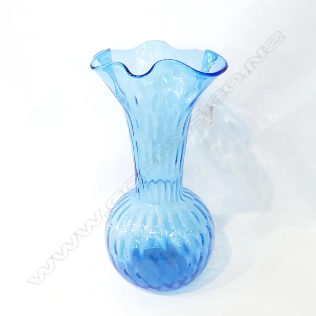 LG BLUE ITALIAN EMPOLI GLASS VASE H. 375MM Image 1++