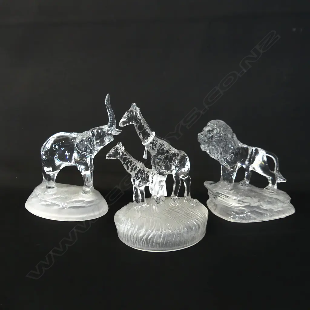 3 ROCK CRYSTAL AFRICAN ANIMALS H.140mm Image 1++