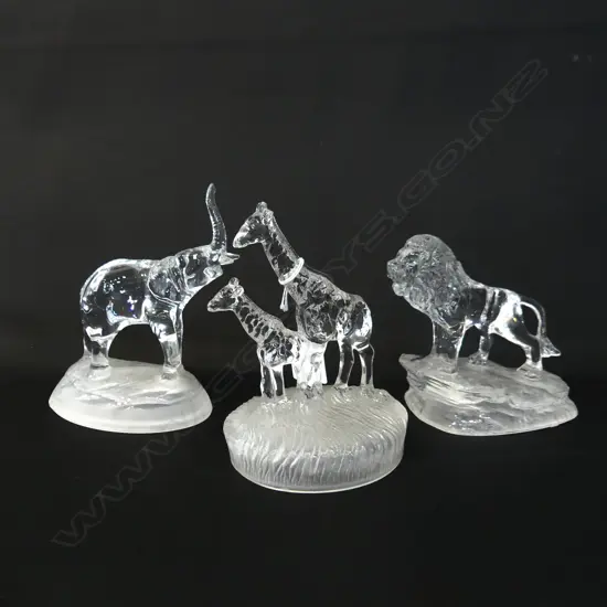 3 ROCK CRYSTAL AFRICAN ANIMALS H.140mm