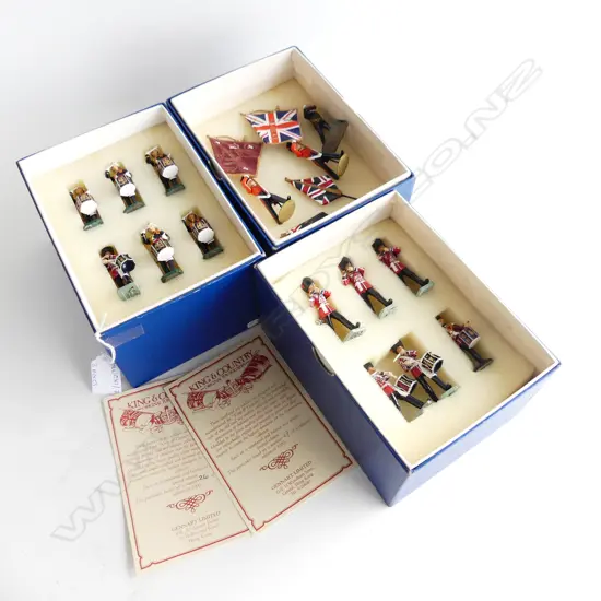 3 BOXES OF KING & COUNTRY PAINTED METAL TOY SOLDIER MARCHING BAND FIGURES H.55mm
