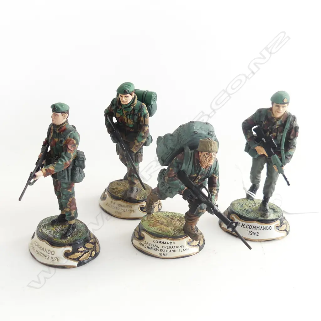 4 CHAS. C STADDEN HAND PAINTED MILITARY COMMANDO FIGURES; FALKLAND ISLANDS ETC H.100mm Image 1++