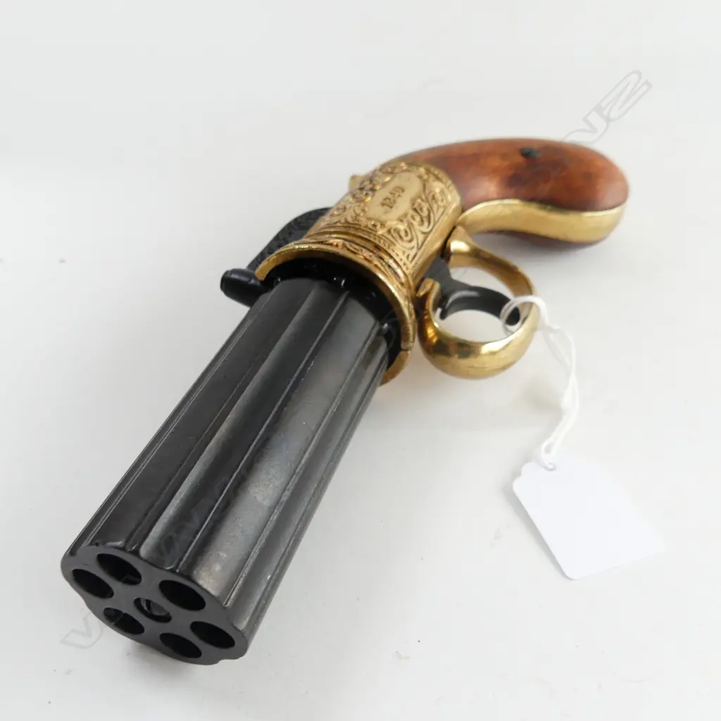 QUALITY REPLICA PEPPER POT PISTOL PISTOL 6 SHOT L.215mm marked London 1840 Image 1++