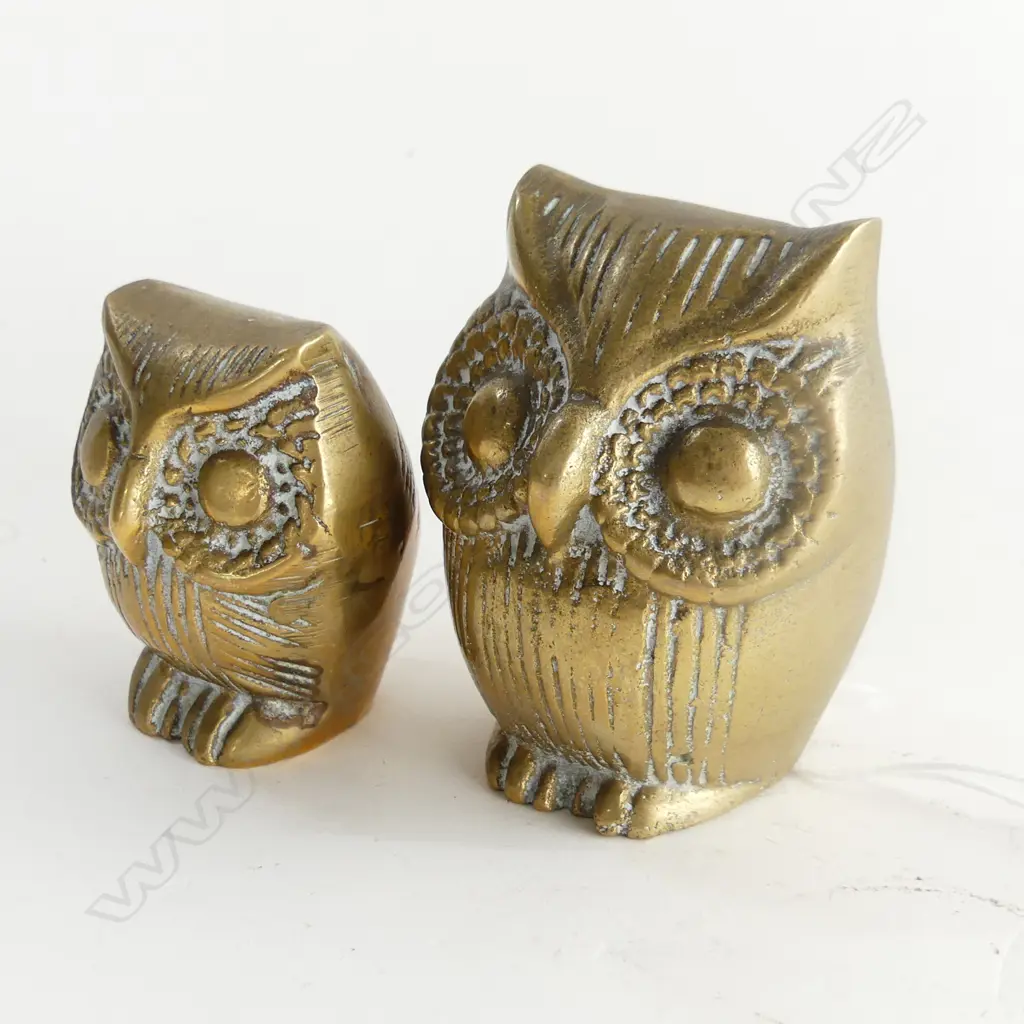 TWO BRASS OWLS H. 68, 50MM Image 1++
