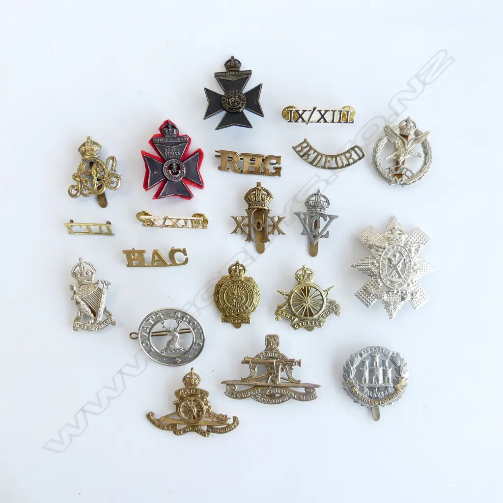 20 ASST. MOSTLY UK WWI CAP BADGES, LETTERING ETC (SOME RESTRIKES) Image 1++
