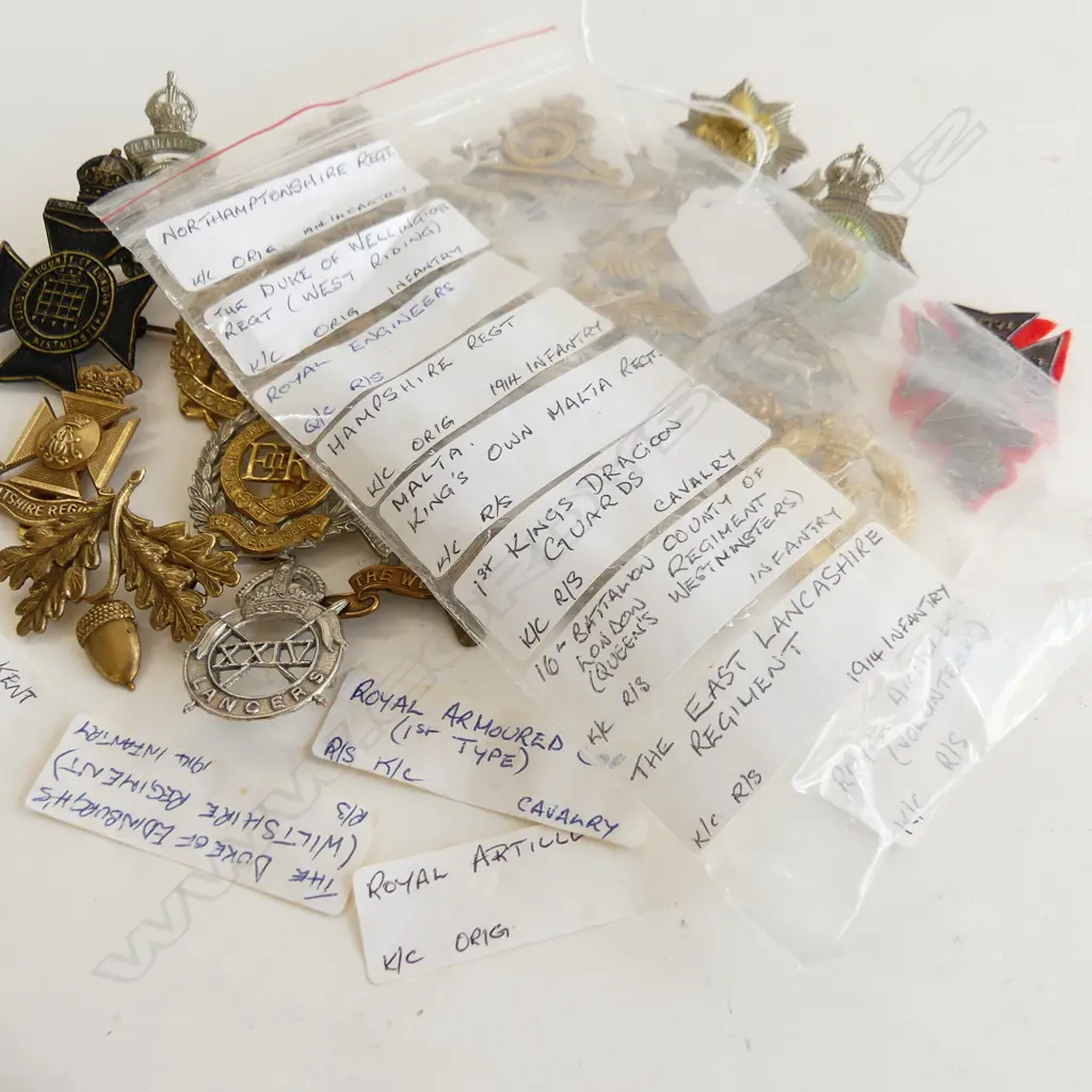 20 ASST. MOSTLY UK WWI CAP BADGES, ETC (SOME RESTRIKES) Image 1++