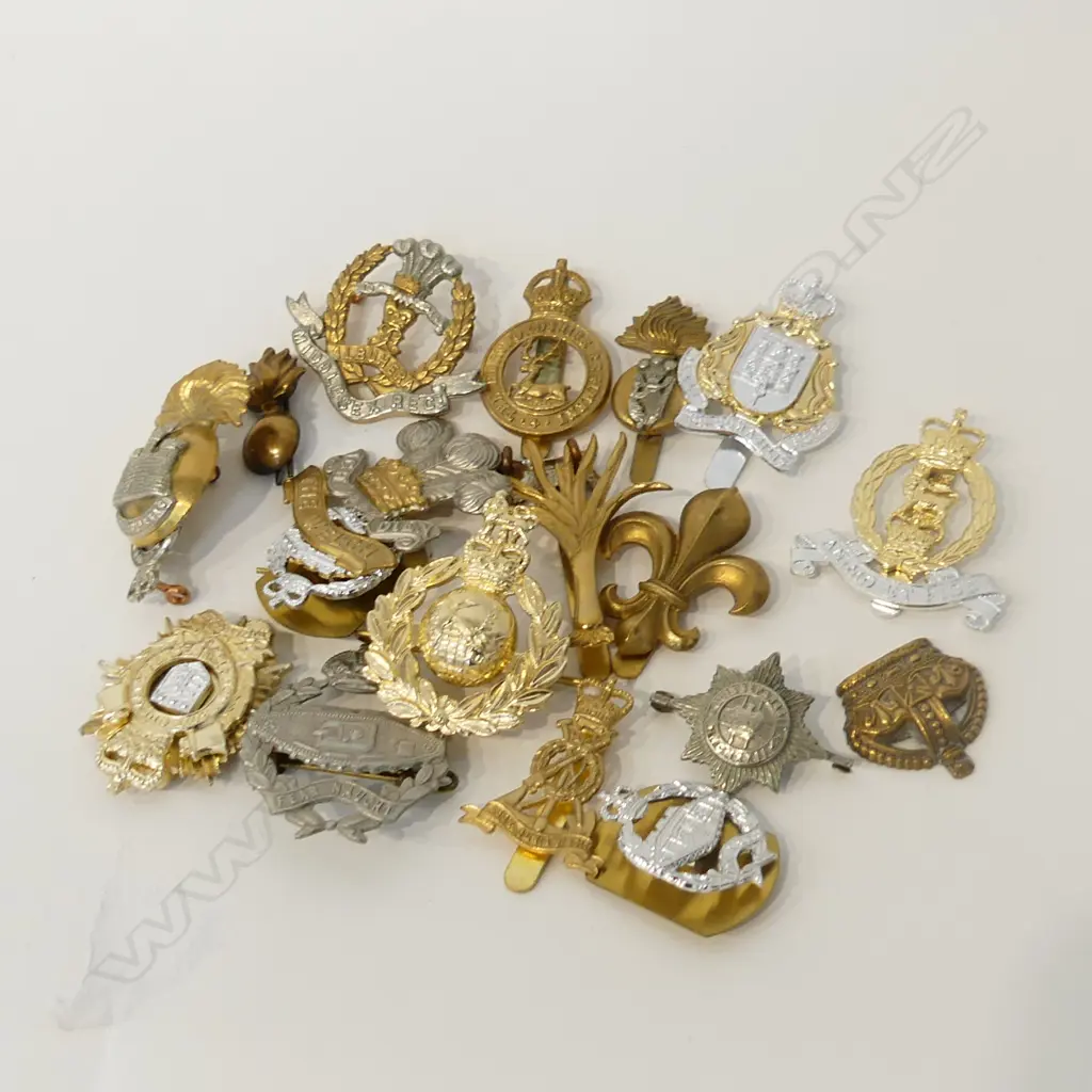 20 ASST. MILITARY BADGES; MOST UK WWI INFANTRY CAP BADGES (SOME RESTRIKE) Image 1++