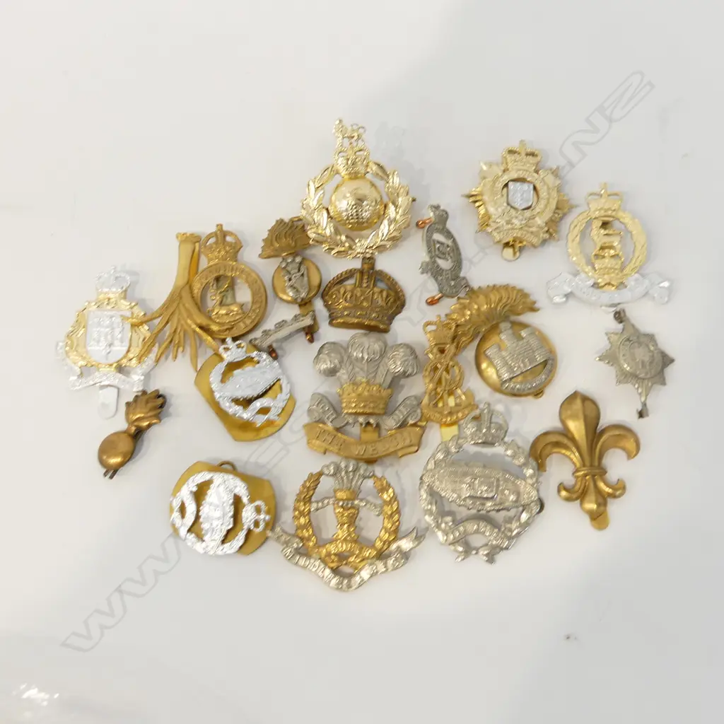 20 ASST. MOSTLY UK WWI MILITARY CAP BADGES (SOME RESTRIKES) ETC Image 1++