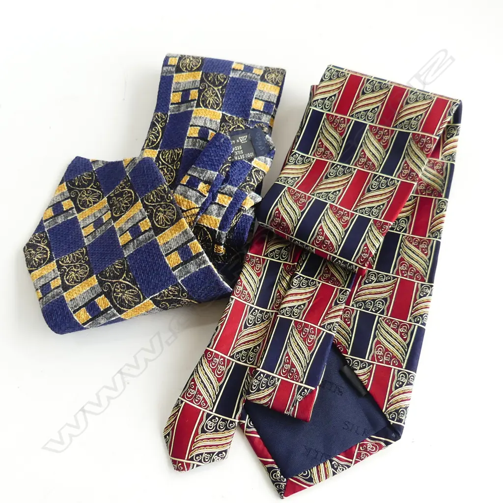 2 100% SILK DESIGNER TIES; GEORGIO ARMANI & ERMENEGILDO ZEGNA Image 1++