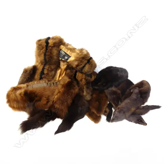 6 ASST. FUR STOLES, HAT, SLEEVELESS JACKET