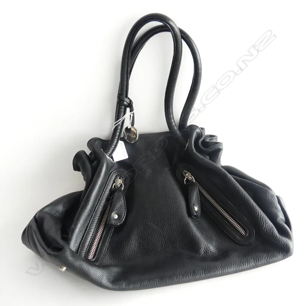 FURLA BLACK LEATHER HANDBAG W.400mm Image 1++