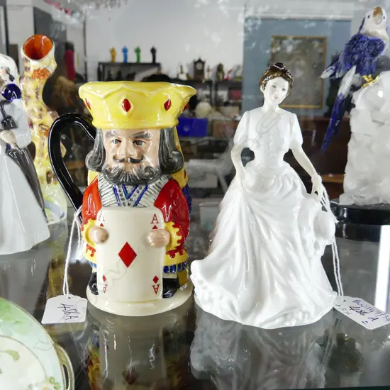 2 PCES ROYAL DOULTON; 'HARMONY' H.155mm & KING & QUEEN OF DIAMONDS CHARACTER JUG H.130mm BOTH BOXED