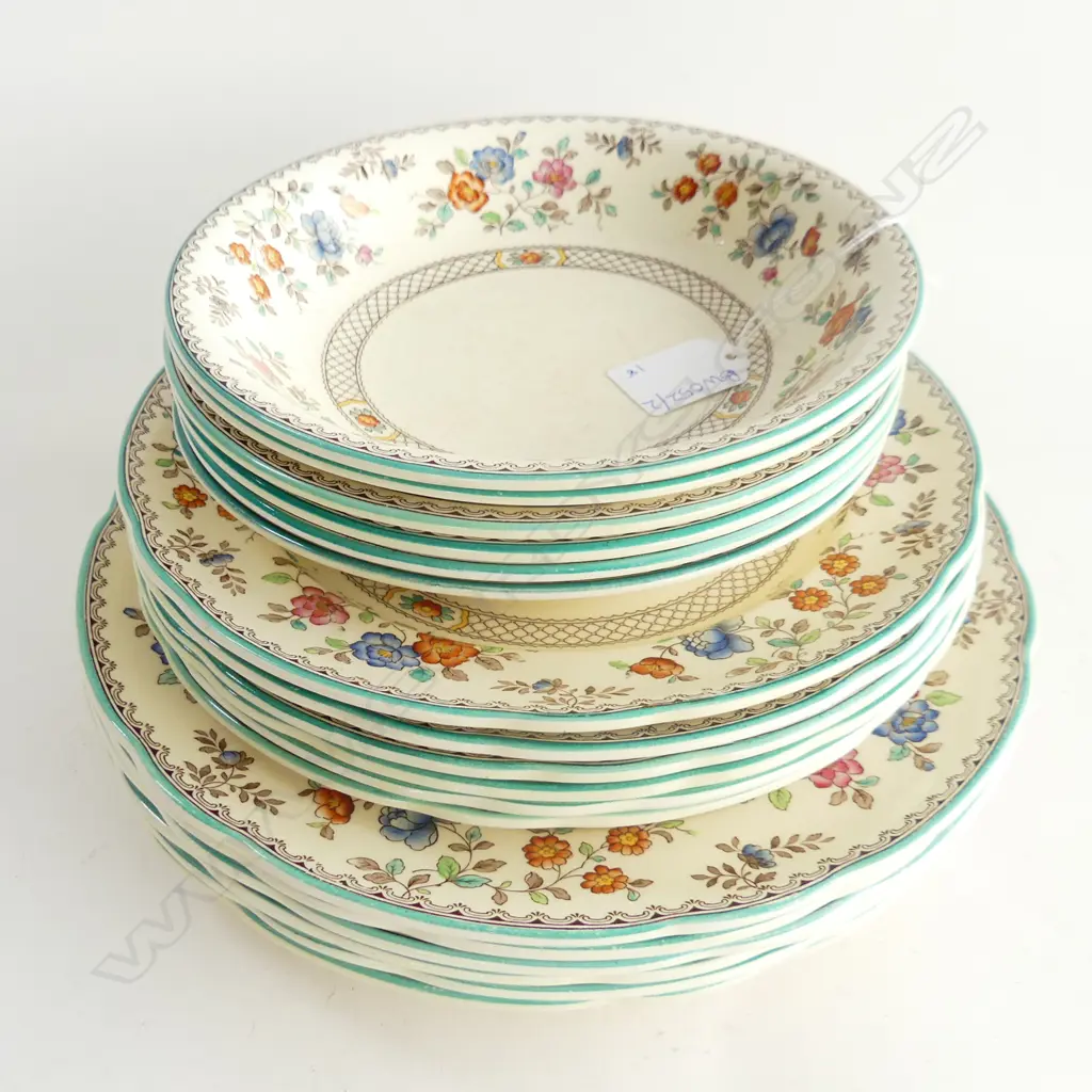COPELAND SPODE 'ROYAL JASMINE'; 6 DINNER PLATES 265mm dia, 6 SIDE, 6 CEREAL BOWLS Image 1++