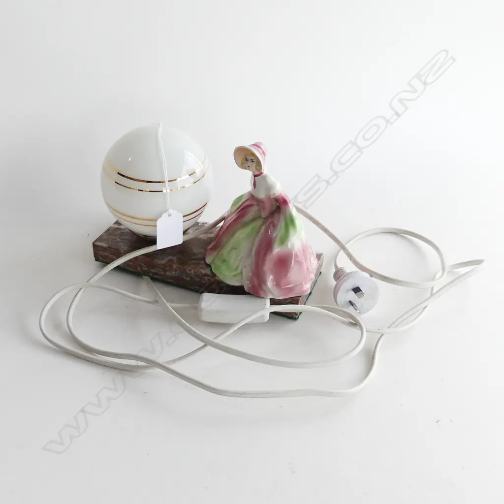DECO LAMP w. CRINOLINE LADY FIGURINE W.210mm Image 1++
