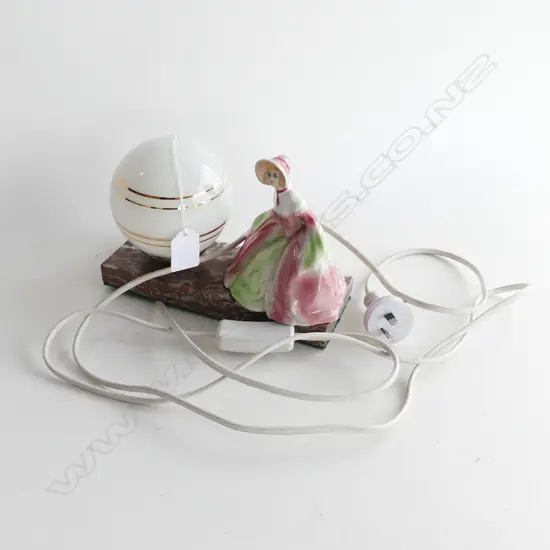 DECO LAMP w. CRINOLINE LADY FIGURINE W.210mm