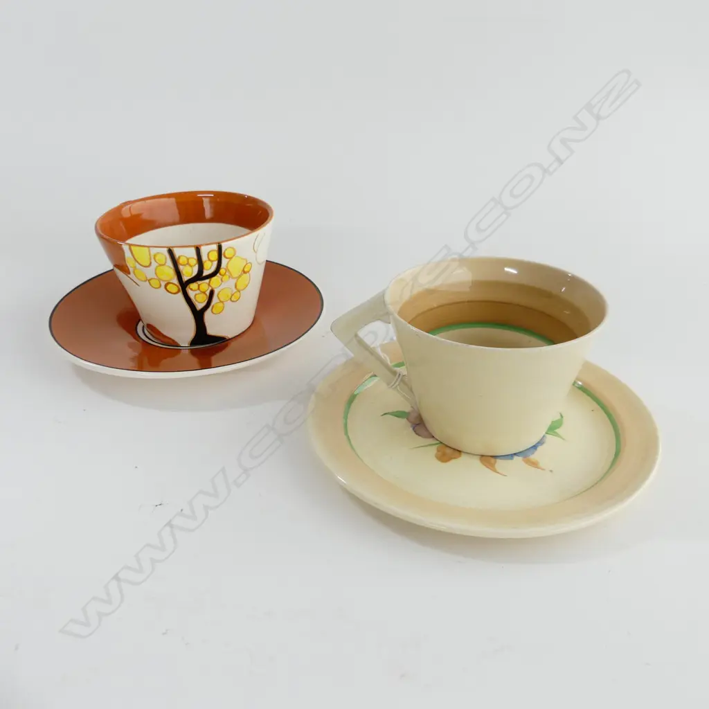 2 CLARICE CLIFF CUP & SAUCER DUOS; 1 REPRO Image 1++