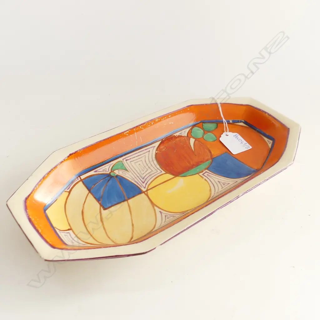 CLARICE CLIFF FANTASTIQUE OCTAGONAL TRAY DISH chips 300x150mm Image 1++