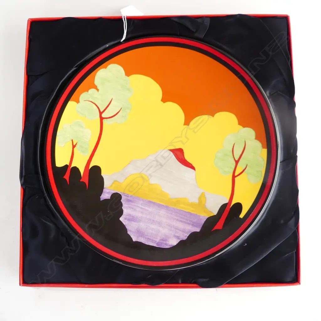 REPRODUCTION WEDGWOOD CLARICE CLIFF ETNA PLATE 305mm dia, BOXED w. CERTIFICATE Image 1++