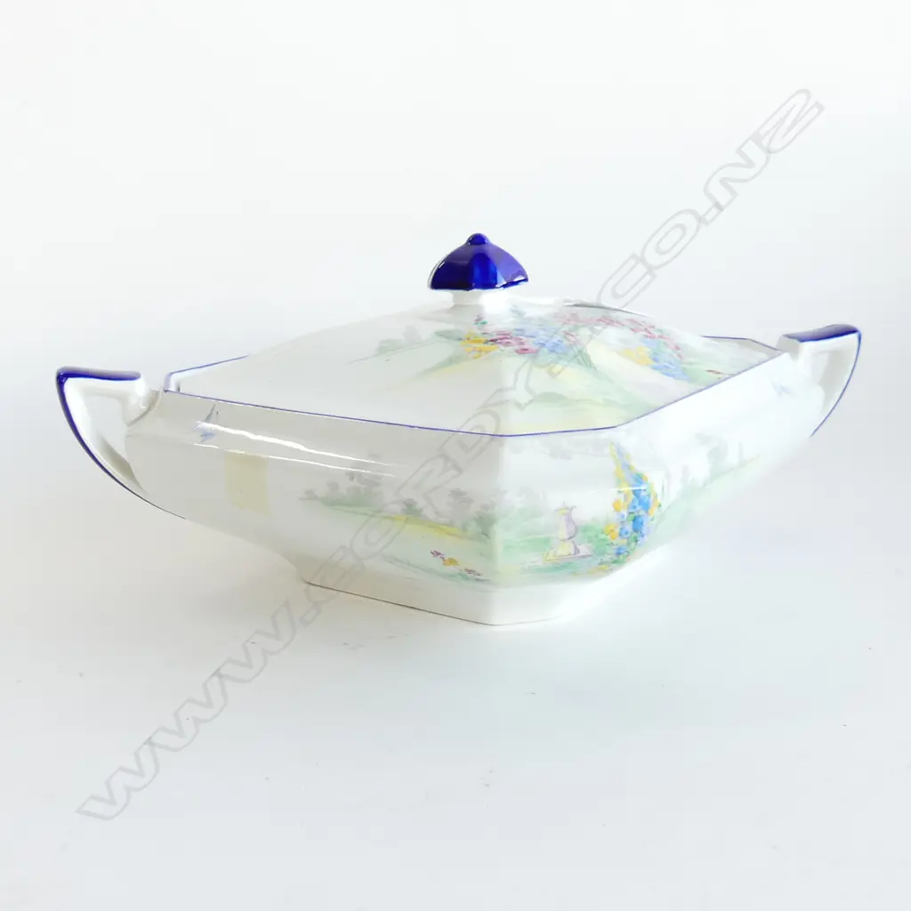 SQUARE SHELLEY LIDDED TUREEN 'ARCHWAY OF ROSES' 220x220mm Image 1++