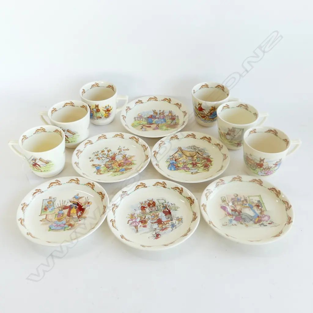 6 ROYAL DOULTON BUNNIKINS PAT CUP & SAUCERS  Image 1++