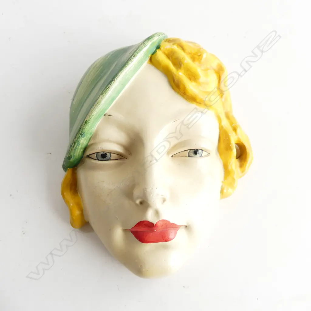BESWICK 1930s ART DECO LADY WALL FACE MASK PLAQUE #197 H.160mm Image 1++