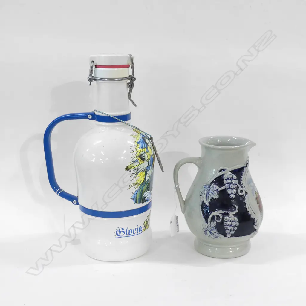 LG CERAMIC BAVARIAN BOTTLE WITH TOP H. 335MM  & GERMAN JUG 195MM Image 1++