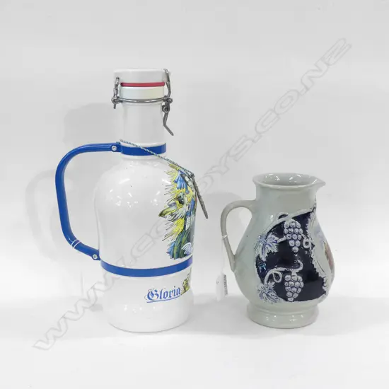 LG CERAMIC BAVARIAN BOTTLE WITH TOP H. 335MM  & GERMAN JUG 195MM