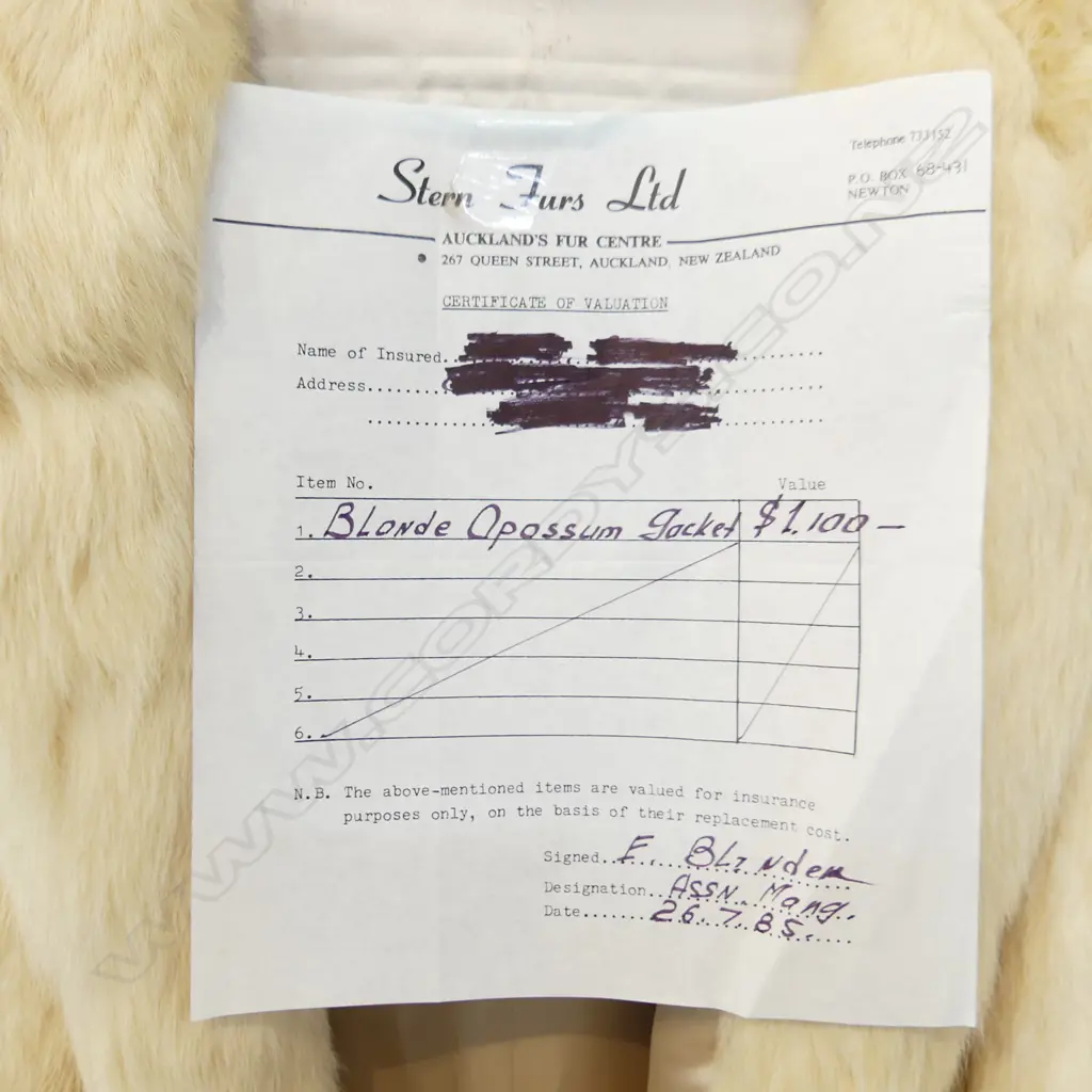 BLONDE POSSUM JACKET (with1985 insurance for $1000) Image 1++