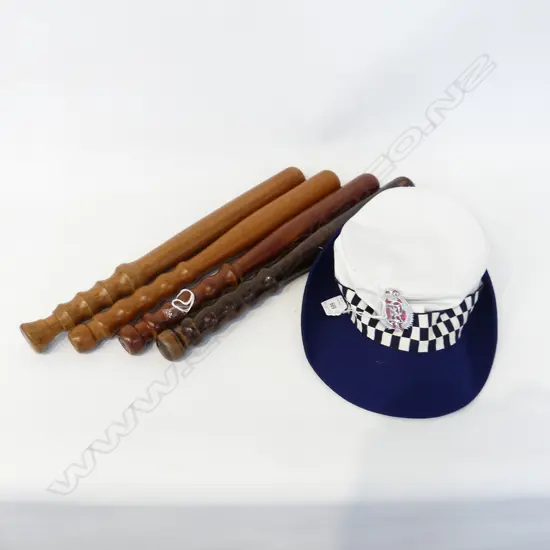 LADIES NZ POLICE CAP & 4 WOOD TRUNCHONS L395MM