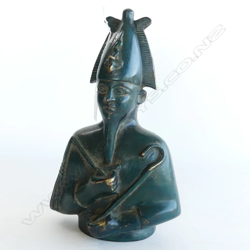 BRONZE EGYPTIAN BUST - PHARAOH H.280mm Image 1++