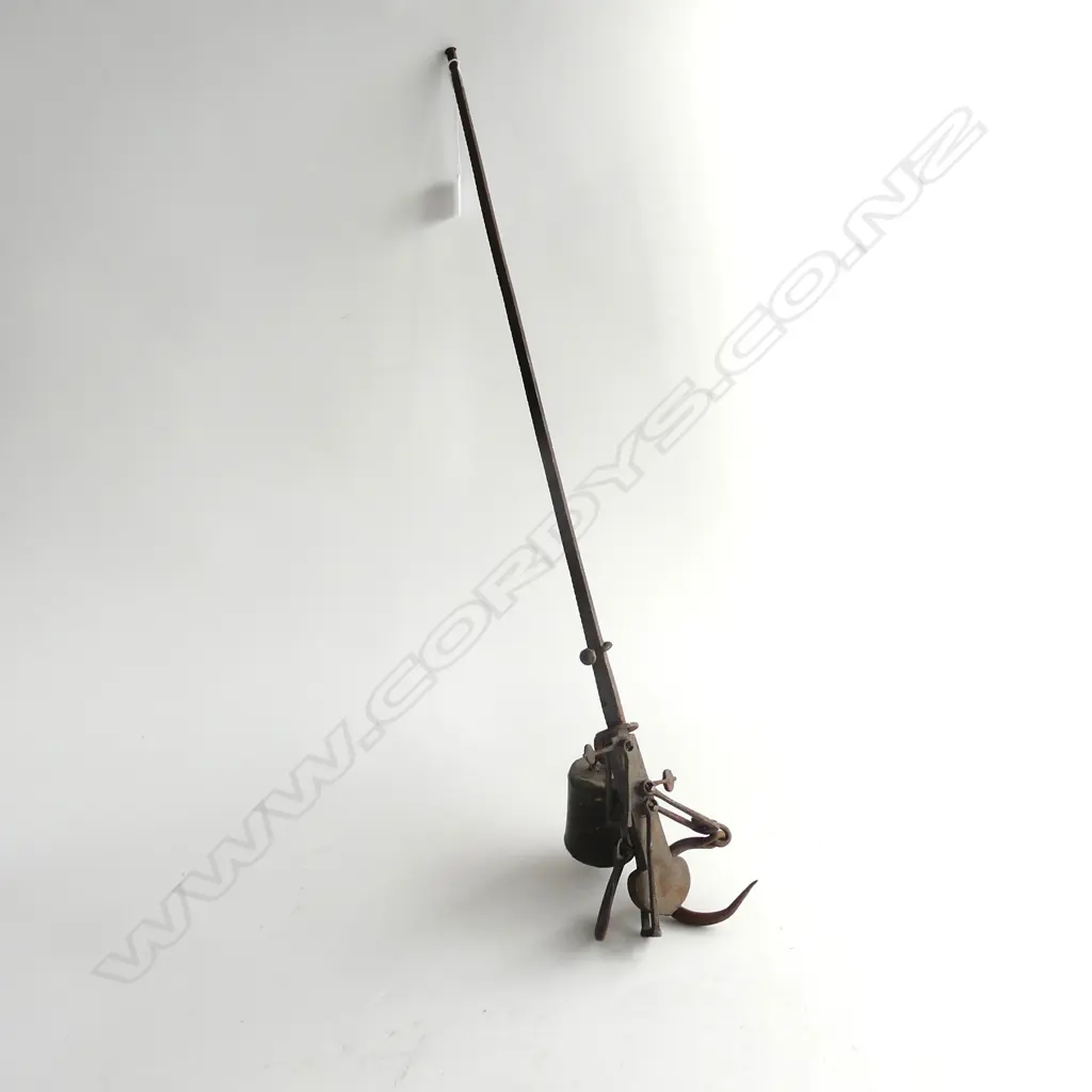 OLD BRASS & STEEL SACK SCALES / WEIGHTS for weighing grain & wool. L.740mm Image 1++