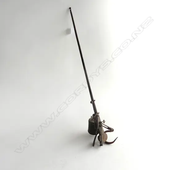 OLD BRASS & STEEL SACK SCALES / WEIGHTS for weighing grain & wool. L.740mm
