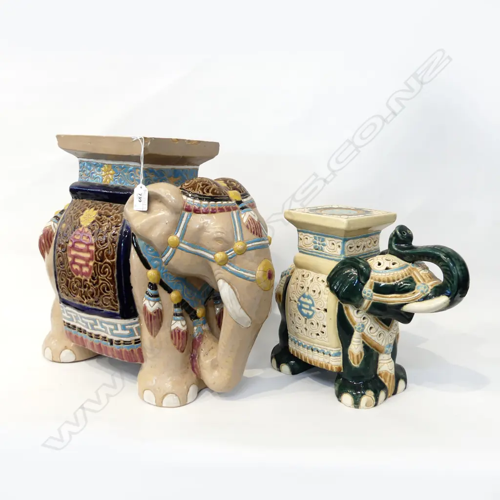 2 CERAMIC ELEPHANTS (chips) H.380mm Image 1++