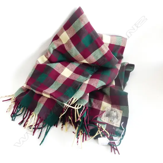 KAIAPOI WOOLLEN MFG. Co. CHECK BLANKET MAORI LABEL