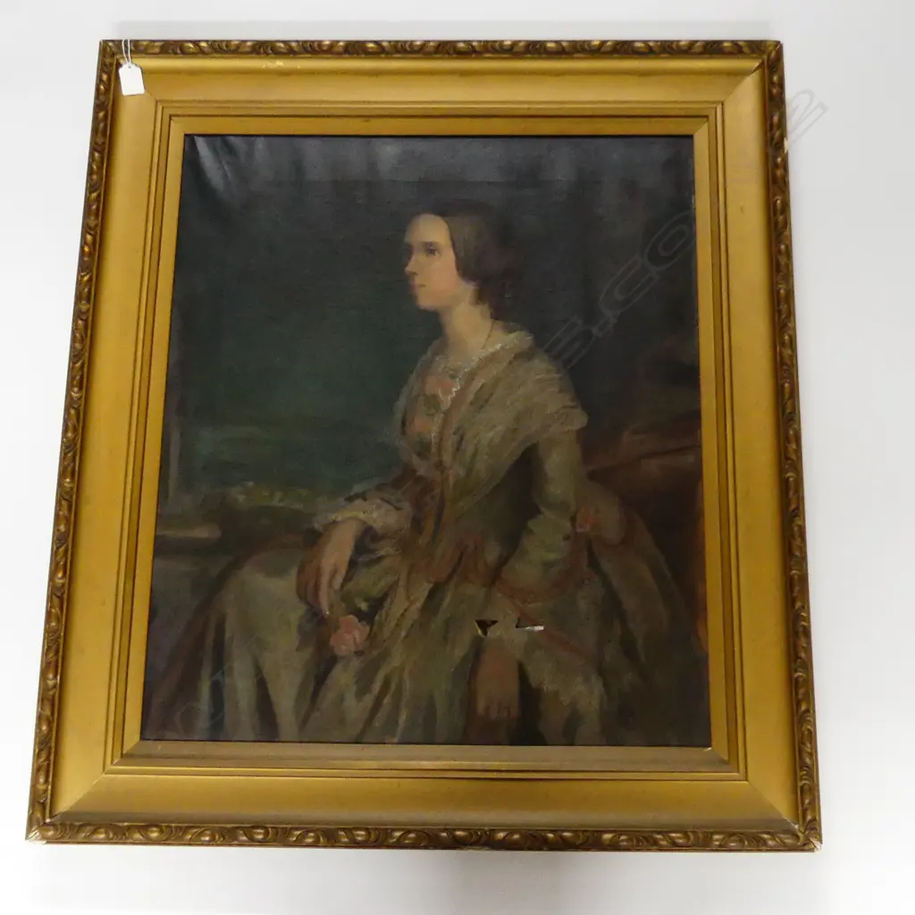 ARTIST UNKNOWN PR MID 19thC OIL ON CANVAS PORTRAITS; GENTLEMAN & LADY (damage) GILT FRAMES 675x575mm Image 1++