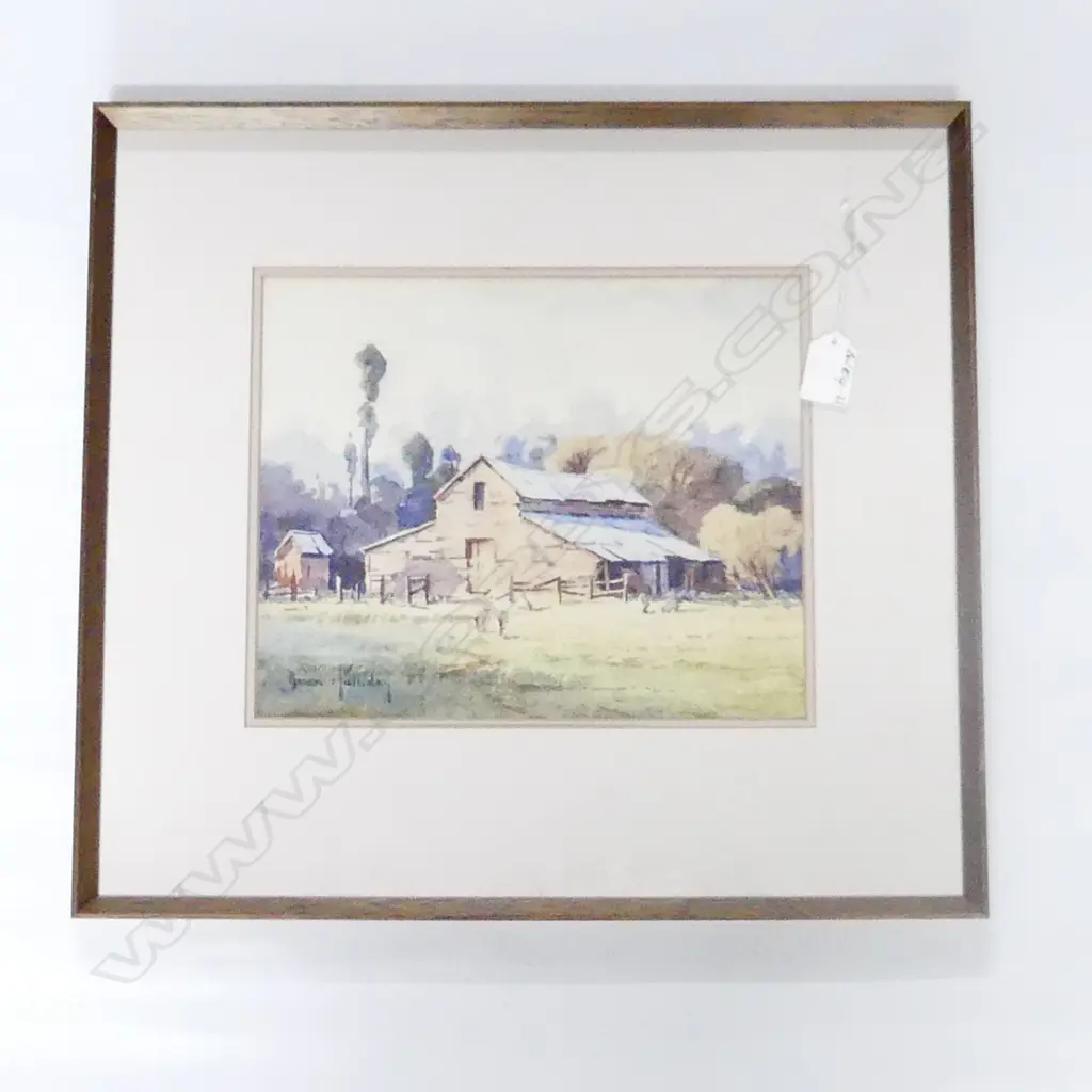 BRIAN HALLIDAY W/C 'WOOLSHED NEAR FOX GLACIER'220 x 270mm Image 1++