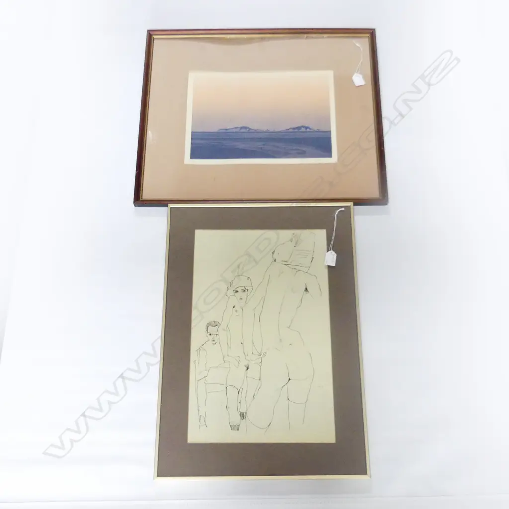COLOUR ENGRAVING DUSK POOR KNIGHTS + EGON SCHIELE FIGURE DRAWING PRINT 490 X 300 MM Image 1++