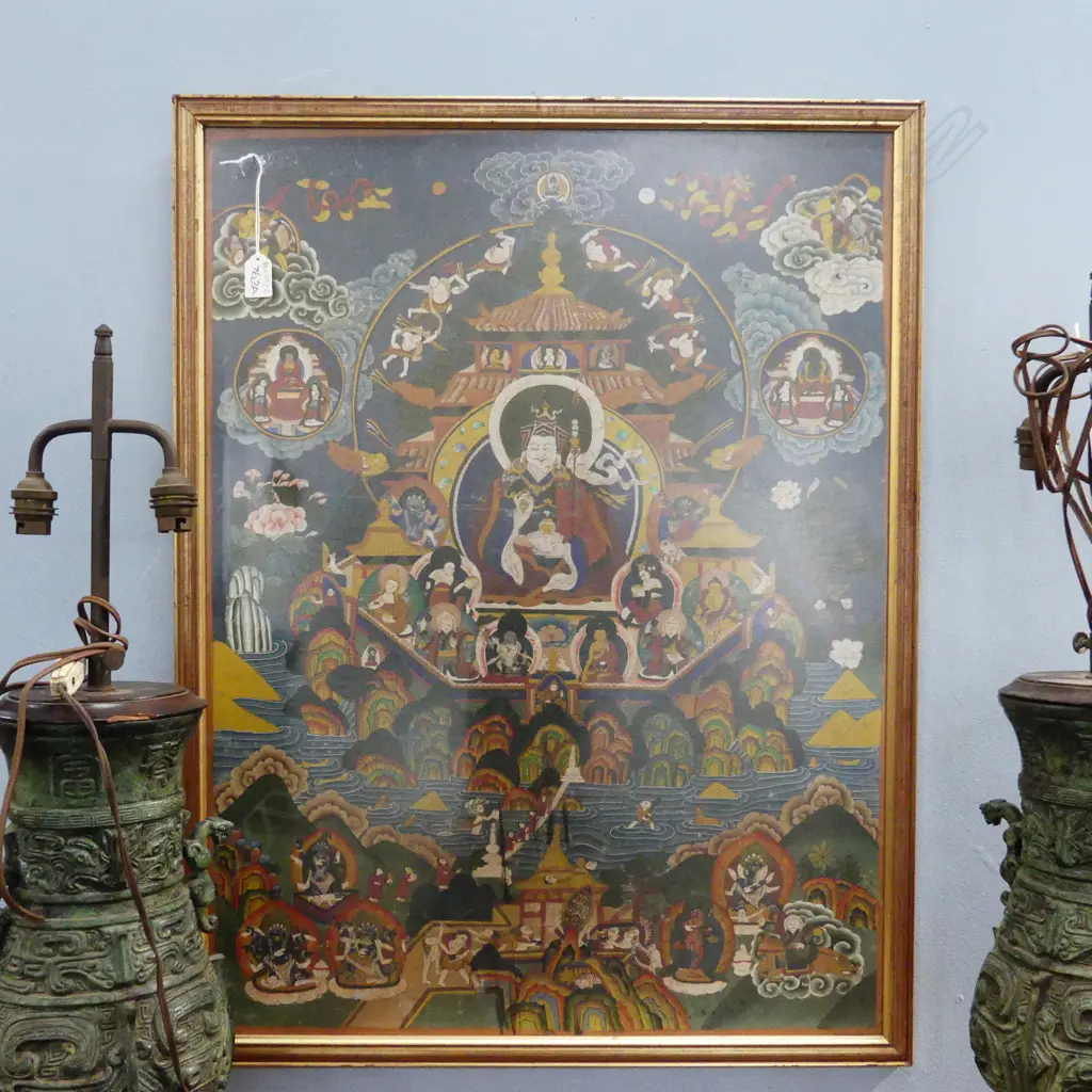 LG OLD NEPALESE THANGKA PAINTING - GILT FRAME 760x570mm Image 1++