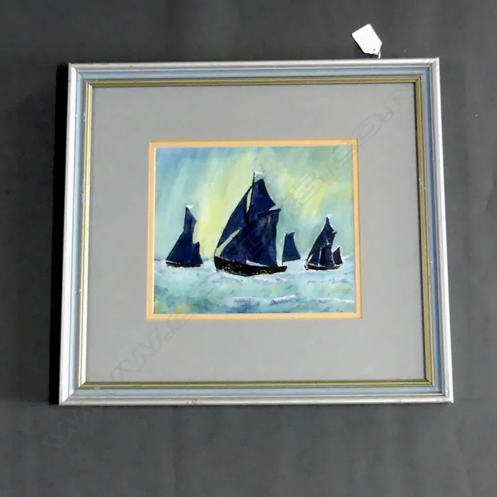 E.W. (UK), Three boats at sea, W/C, signed, 190mm x 220mm Image 1++