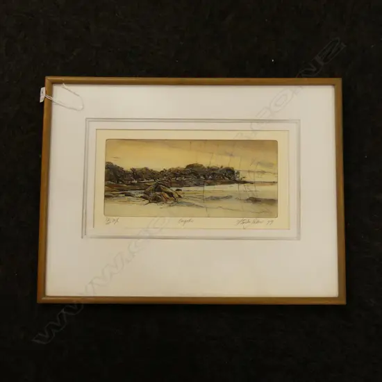 STANLEY PALMER 'ONGOHI' ORIGINAL PRINT 22/60 SIGNED & DATED '77 160x315mm