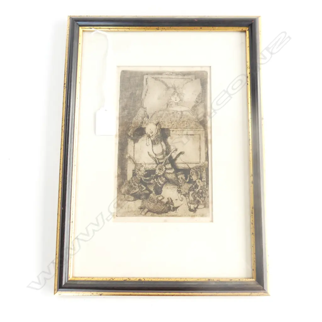 TREVOR LLOYD ETCHING 'BEDTIME' 195x120mm Image 1++