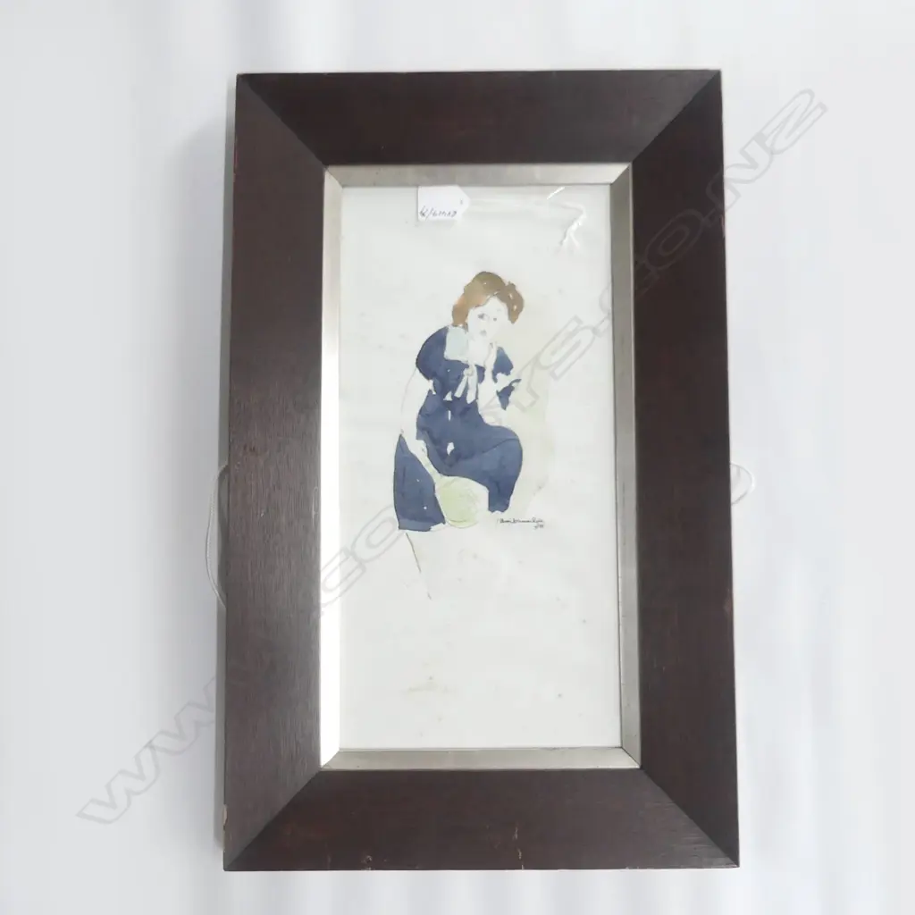 RYDE, Alison Duncan (NZ 1946-), Lady Holding Tennis Racquet, W/C, signed & dated 1977, 390mm x 190mm Image 1++