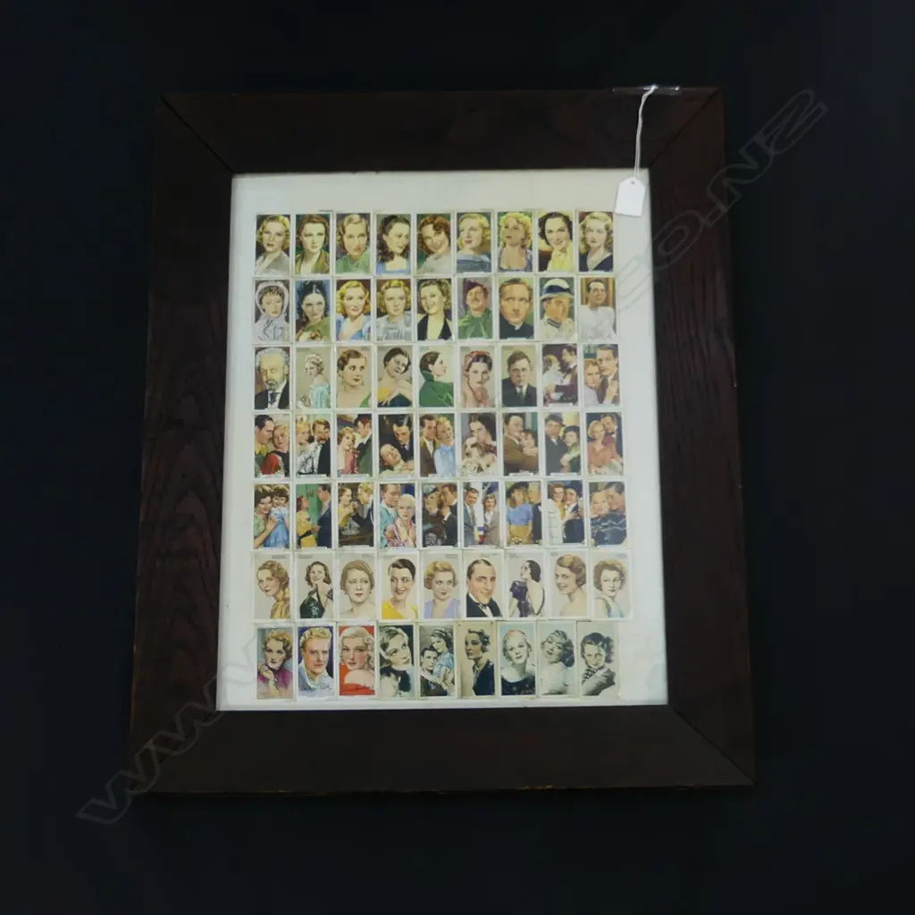 LG OAK FRAMED MONTAGE OF CIGARETTE CARDS - MOVIES STARS  530 X 630 INCL FRAME Image 1++